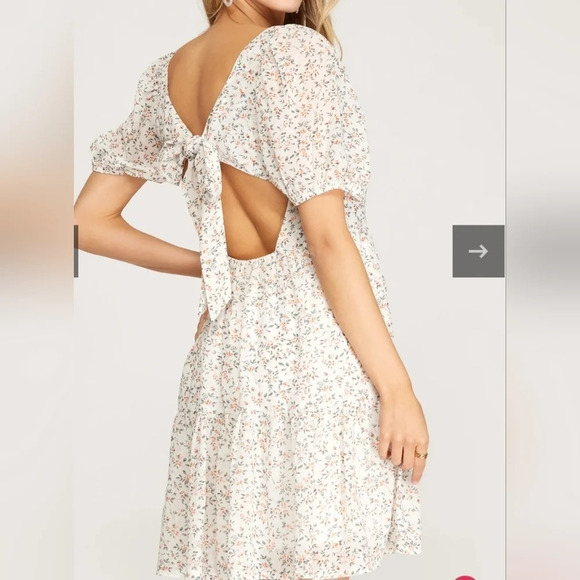 She & Sky Puff Sleeve Tiered Woven Print Dress with Back Detail - Picture 3 of 10